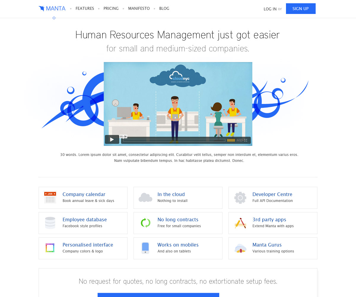 Manta Homepage - alternate design